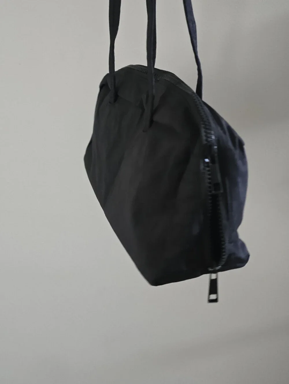 Small Nylon Bowler Bag Women's Shoulder Hobo Purse Black Zip Travel Work
